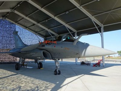 Donecle-s UAV automated drone in front of rafale