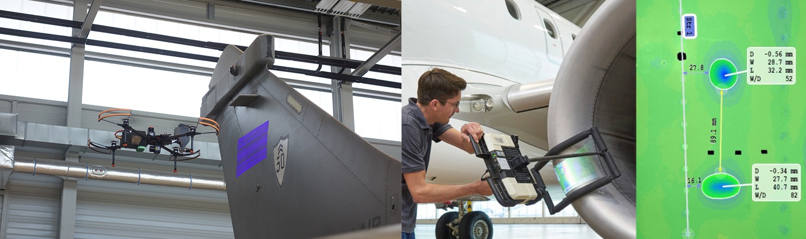 Just one hour:  Drone-based automatic dent inspection of a Rafale aircraft