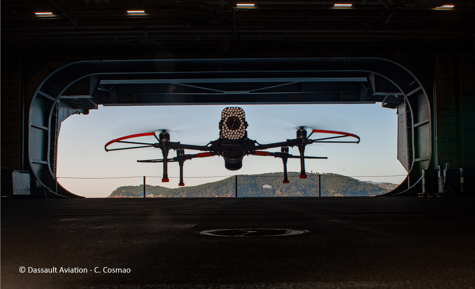 Indoor take-off of a 100% automated drone